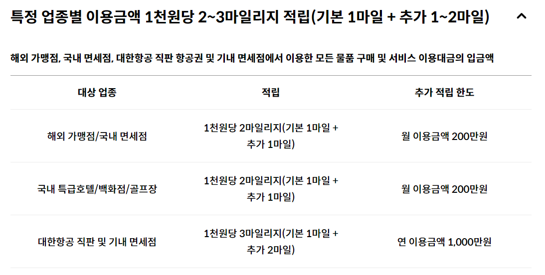 대한항공150 마일리지 적립기준