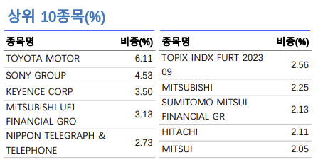 KODEX 일본 TOPIX100 상위 10개 종목