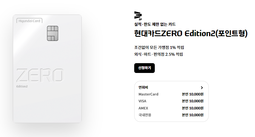 현대카드 제로 에디션2 포인트형 연회비