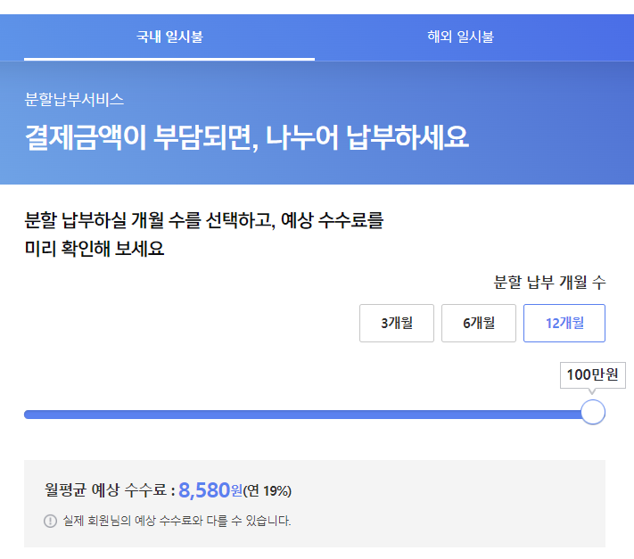 삼성카드 국내 일시불 분할 납부