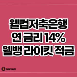 웰컴저축은행 적금 14% 금리 주는 웰뱅 라이킷 적금