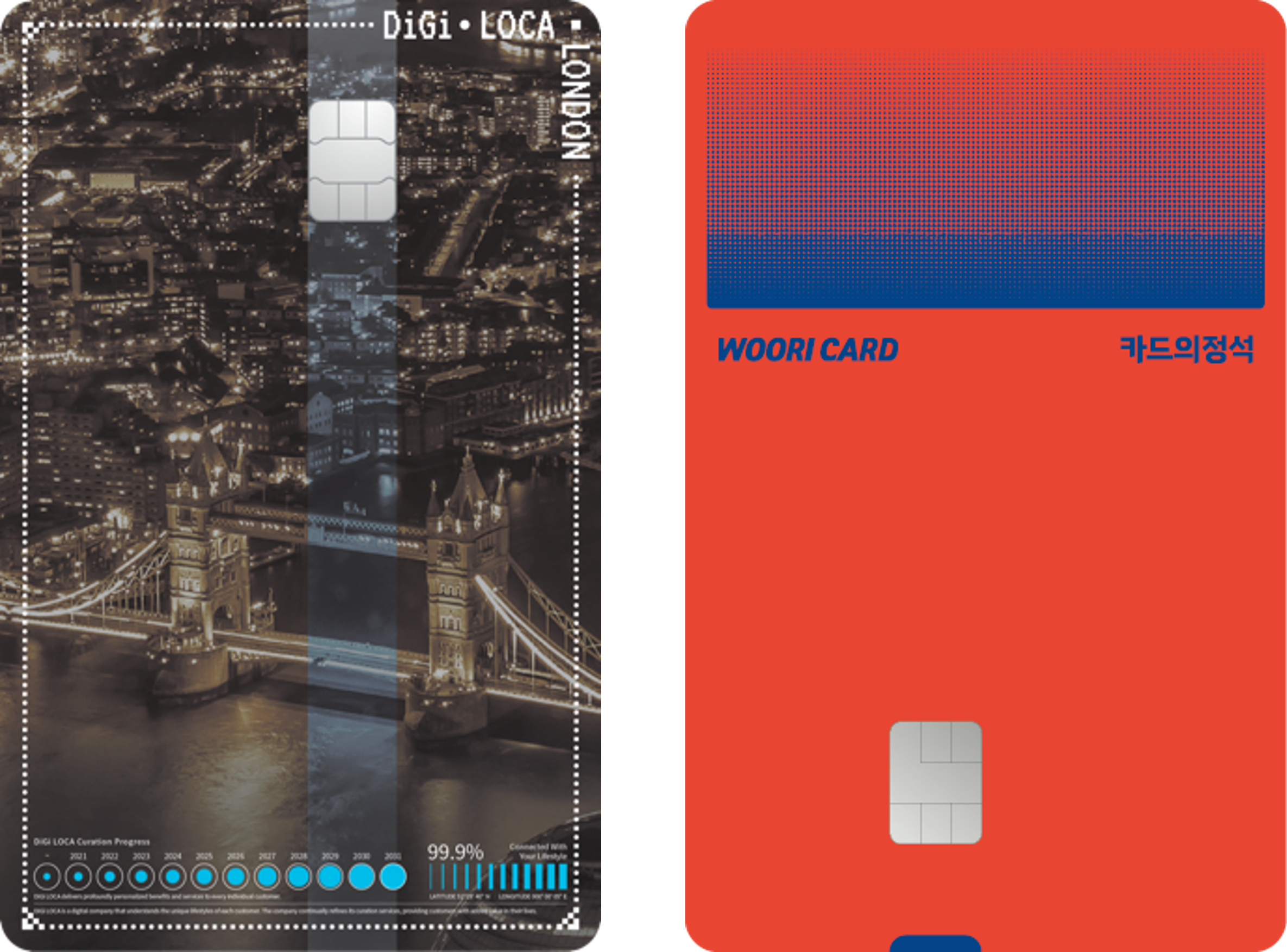 디지로카 런던 vs 우리카드 EVERY1 카드의 정석 비교 카드 디자인