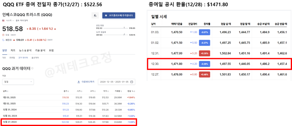전일 종가 및 환율